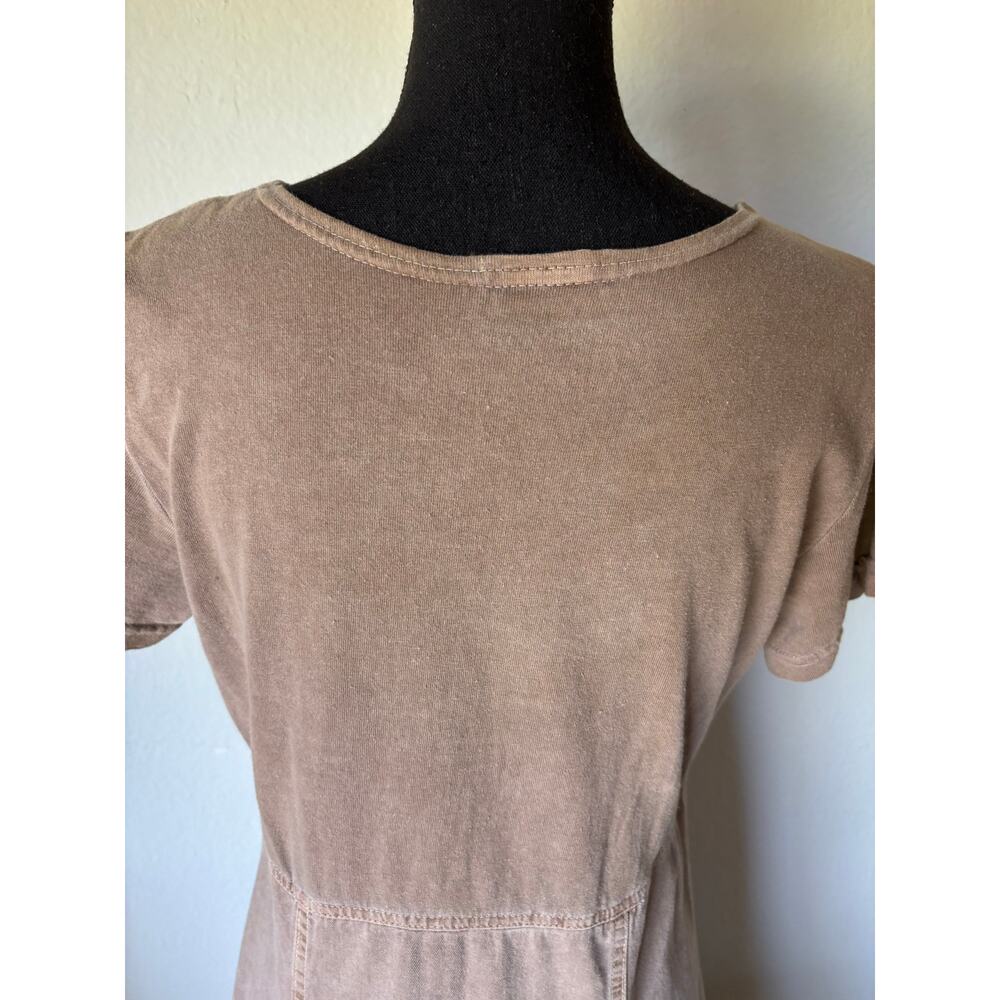 VTG 90s Cotton Canvas Button Up Maxi StonewshTaupe Empire 6Panel Flare Utility - Picture 5 of 8